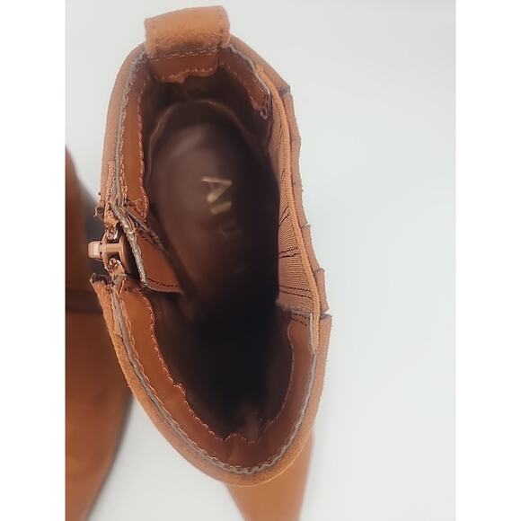 Arula Womens Rust Suede Ankle Boots Size 7W Block Heel Side Zip, Pre-Owned EUC - Picture 5 of 8